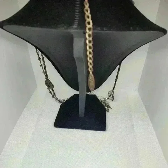 Plunder Silver Tone Tassel rhinestone necklace - Picture 3 of 3